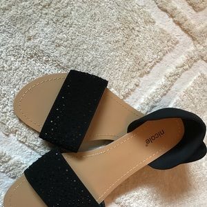 Slip On Sparkle Sandals, Black Slip On’s Size 10